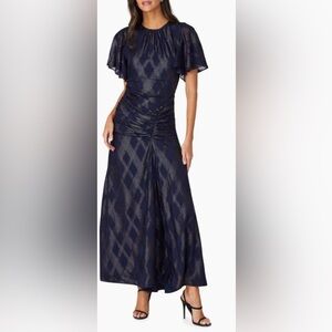 Shoshanna ruched shimmer dress.
Size 10. Flutter sleeves. New with tags